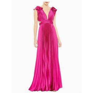 Mac Duggal Ieena Pleated Lace-Up Satin Gown Size 2